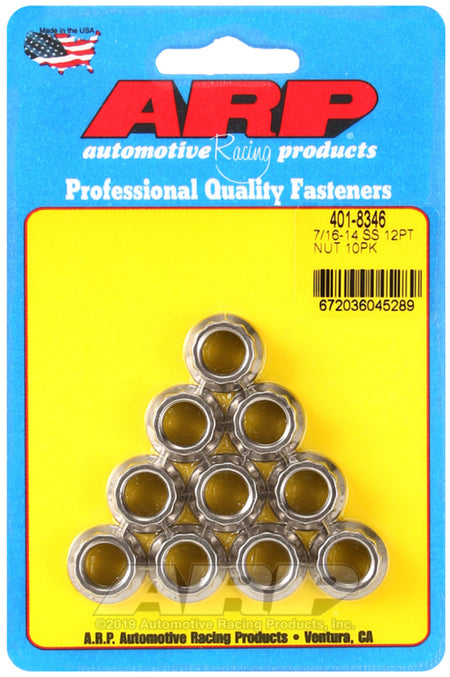 ARP 7/16-14 12PT Nut Kit SS - 10 PK - 401-8346