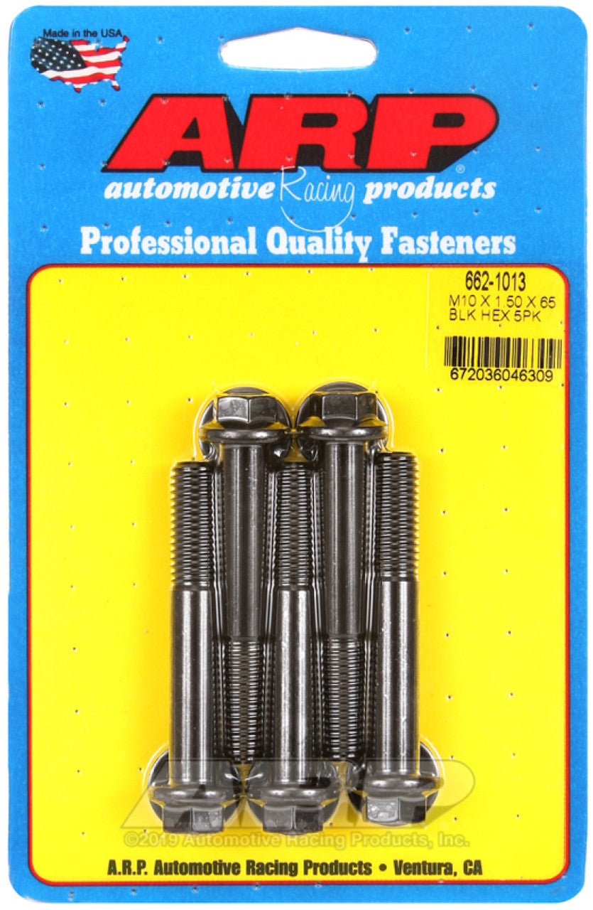 ARP M10 x 1.50 x 65 Hex Black Oxide Bolts (5/pkg) - 662-1013