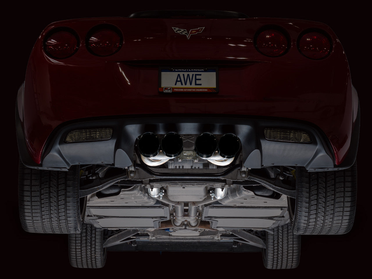 AWE Touring Edition Axleback Exhaust Black Tips (2009 - 2013 C6 Corvette 6.2L) 3015-43662