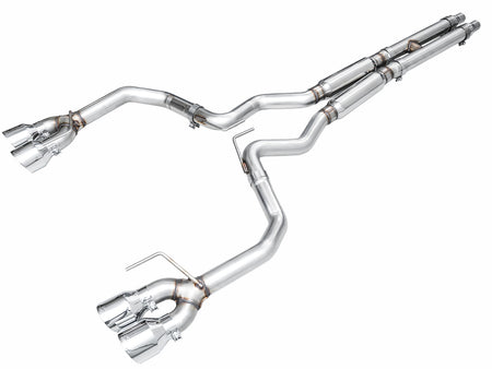 AWE Track Edition Catback Exhaust Quad Silver Tips (2024-2025 Mustang GT) 3020-42650