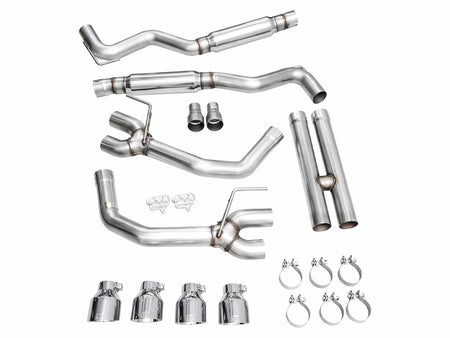 AWE Track Edition Catback Exhaust Quad Silver Tips (2024-2025 Mustang GT) 3020-42650