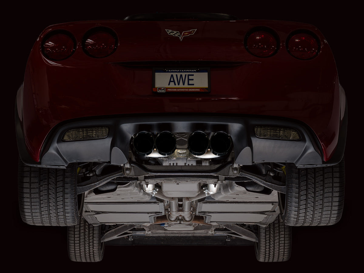 AWE Track Edition Axleback Exhaust Black Tips (2005 - 2007 C6 Corvette 6.0L / 2008 6.0L) 3020-43660
