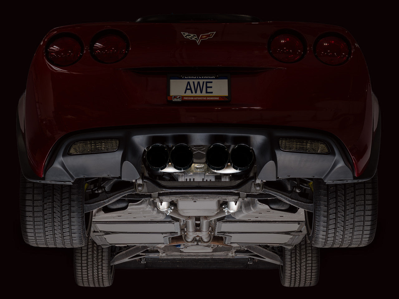 AWE Track Edition Axleback Exhaust Black Tips (2005 - 2007 C6 Corvette 6.0L / 2008 6.0L) 3020-43660