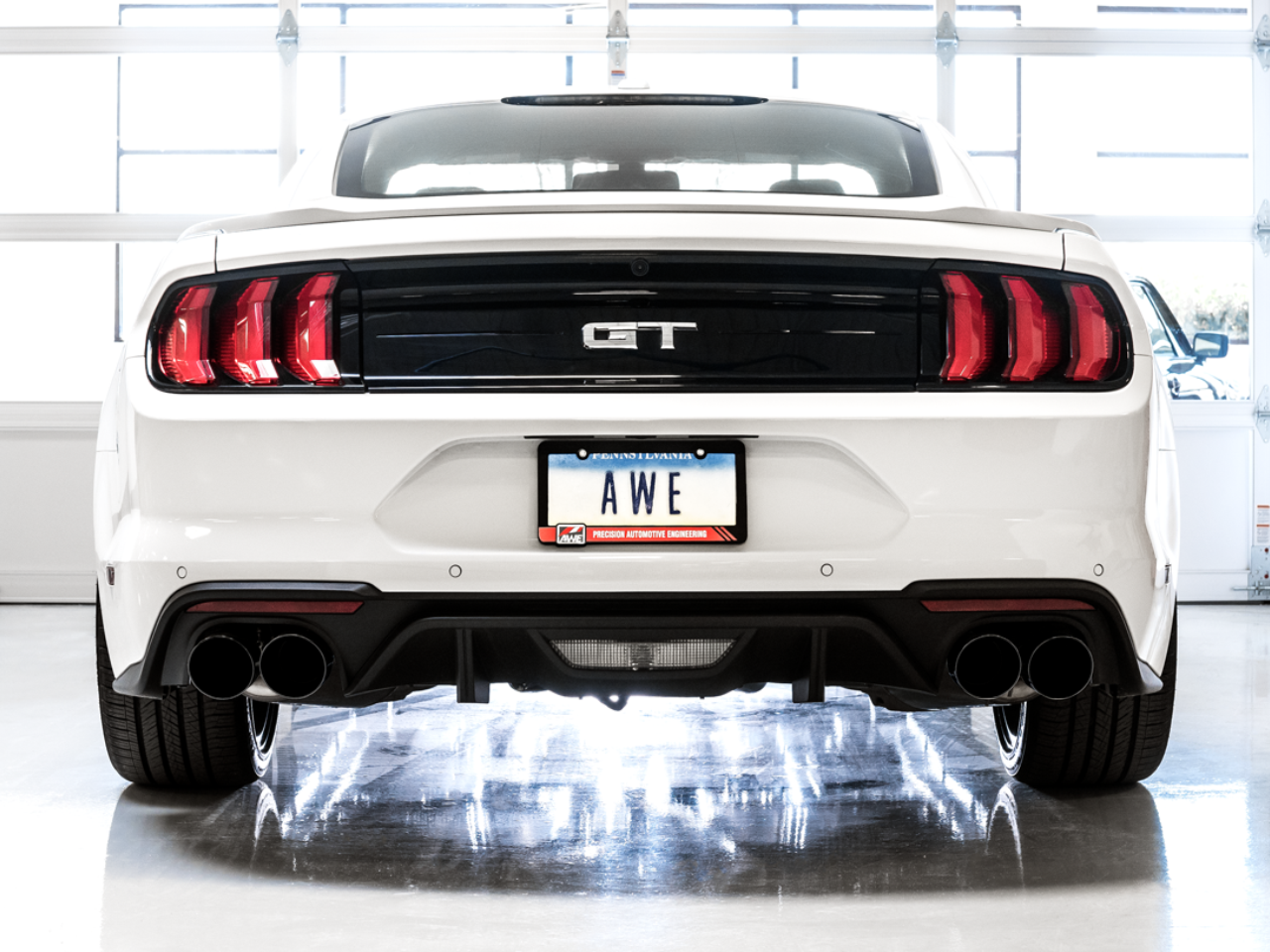 AWE Switchpath Exhaust Black Tips (2018 - 2023 Mustang GT) 3025-43550