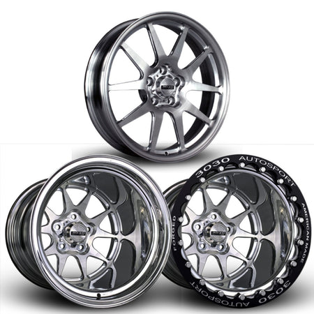 3030 Autosport Mach 10 18x5 & 17x10 Drag Pack (2015-2023 Mustang / 2024 Mustang)