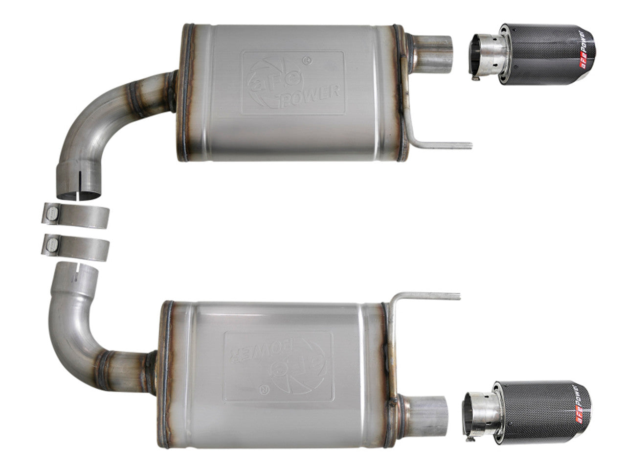 aFe MACH Force Xp SS Axle Back Exhaust System w/ Carbon Fiber Tips 15-17 Ford Mustang GT V8-5.0L - 49-43105-C