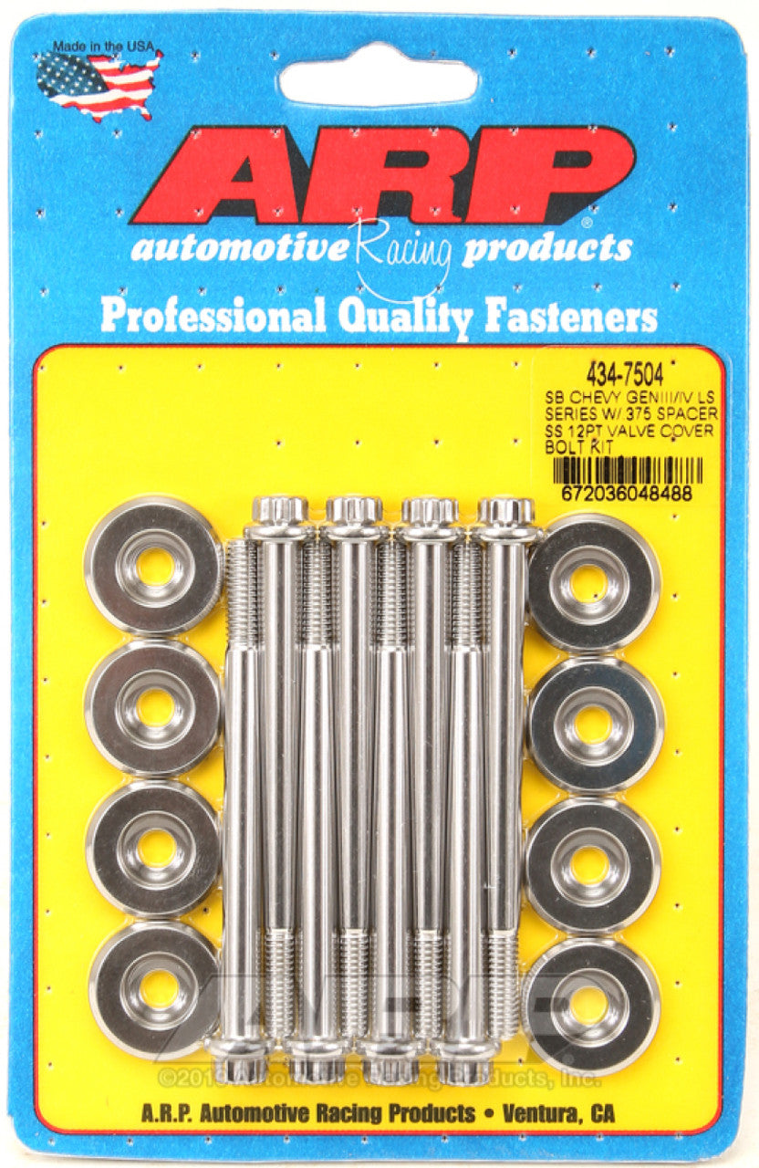 ARP SB Chevrolet Gen III/IV LS Series w/ 0.375 Spacer SS 12pt Valve Cover Bolt Kit - 434-7504