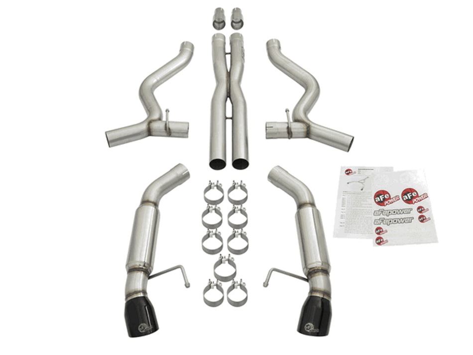 aFe 3" Catback Exhaust Mach Force XP Black Tips Aggressive (15-18 Mustang GT/V6) 49-33088-B