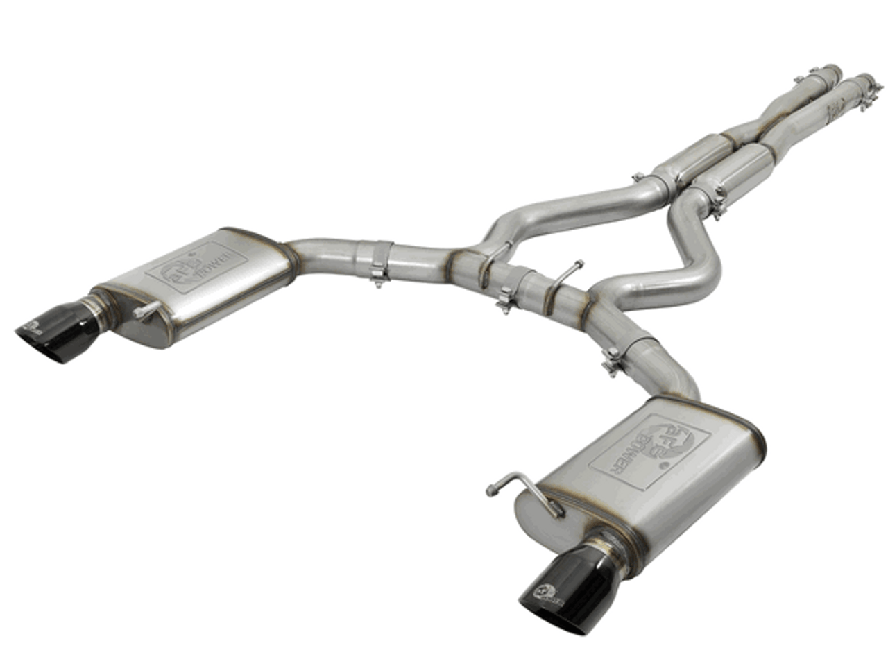 aFe 3" Catback Exhaust Mach Force XP Black Tips Sport (15-18 Mustang GT/V6) 49-33087-B