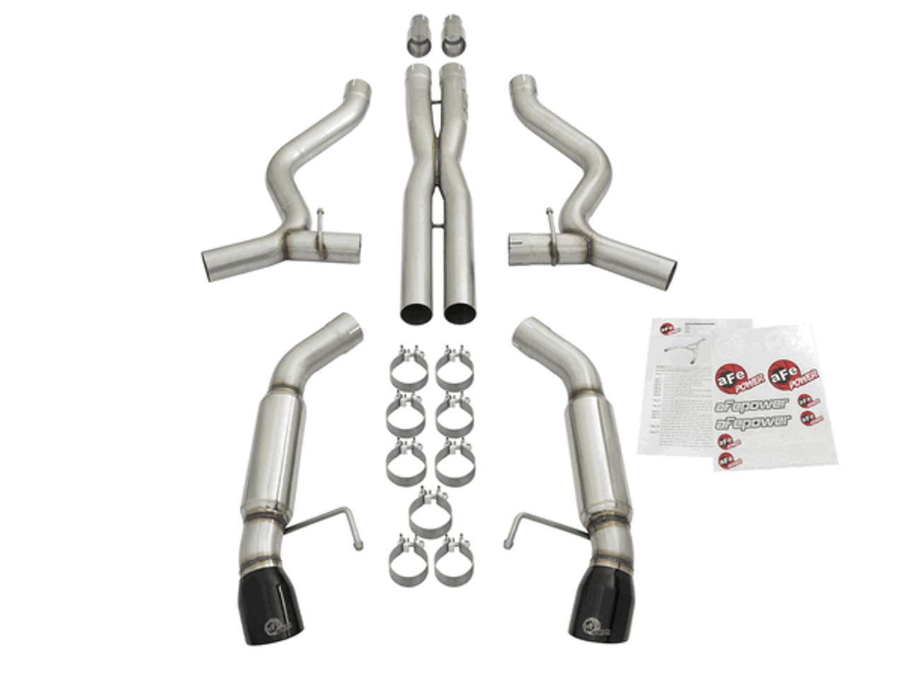 aFe 3" Catback Exhaust Mach Force XP Polished Tips Aggressive (15-18 Mustang GT/V6) 49-33088-P
