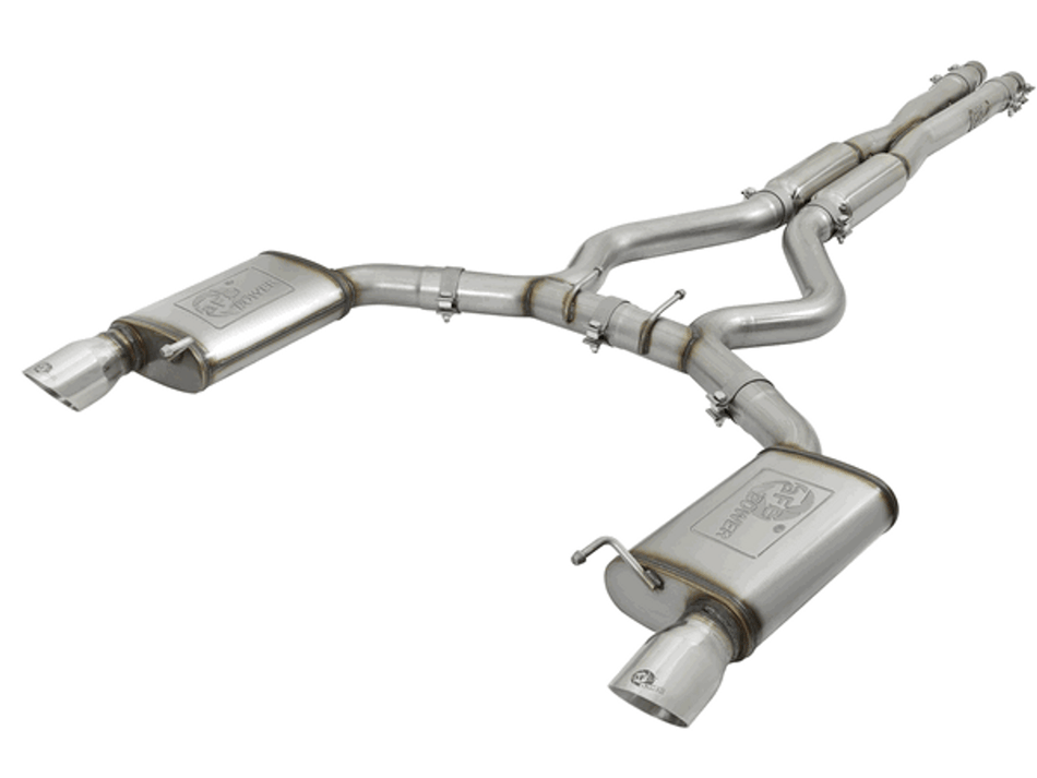 aFe 3" Catback Exhaust Mach Force XP Polished Tips Sport (15-18 Mustang GT/V6) 49-33087-P