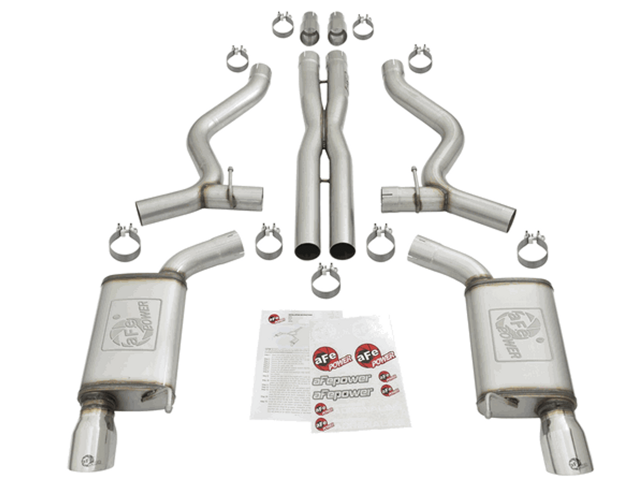 aFe 3" Catback Exhaust Mach Force XP Polished Tips Sport (15-18 Mustang GT/V6) 49-33087-P