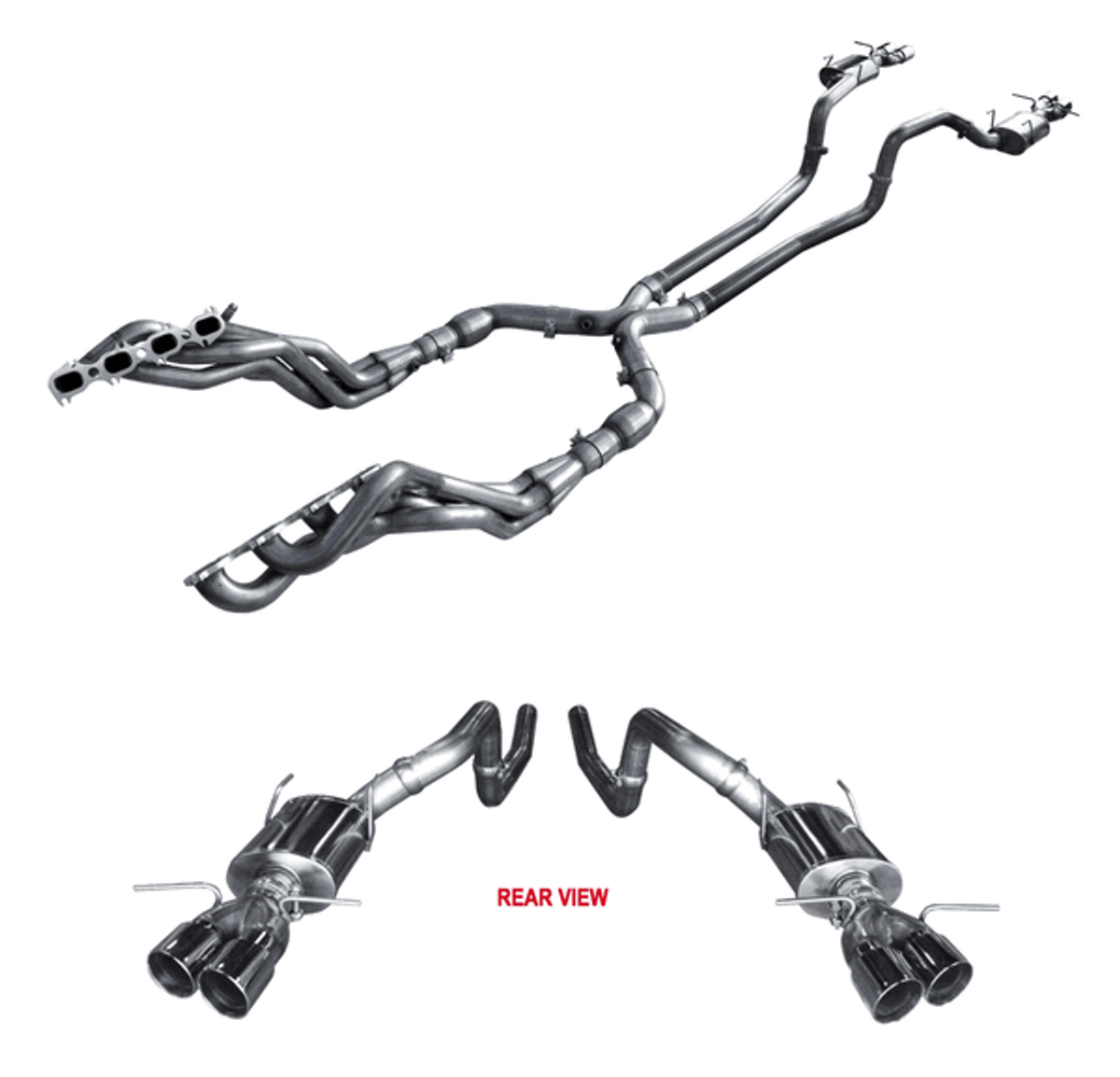 ARH Full Exhaust System 1-7/8" Header Catted H-Pipe Quad Tip Mufflers (13-14 Shelby GT500) MTSH5-13178300FSHWC