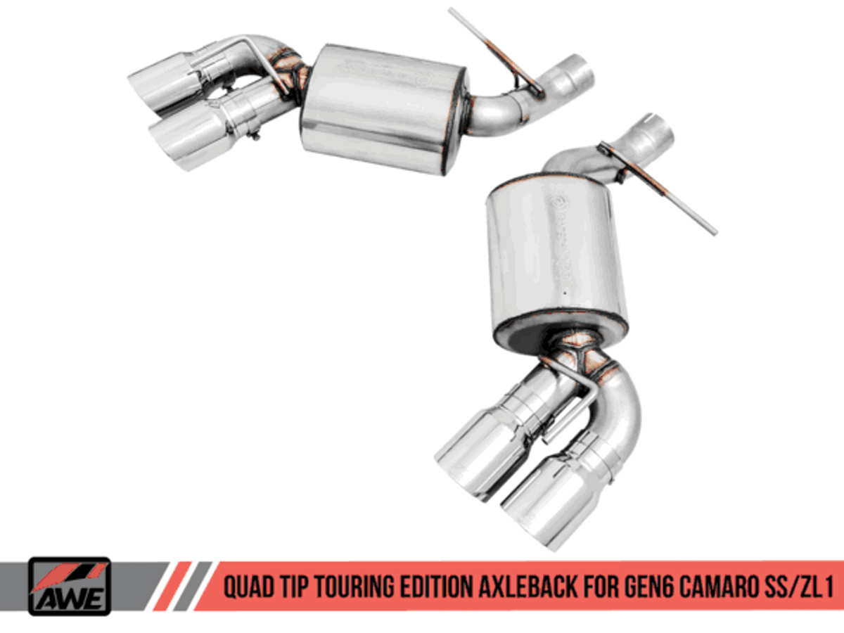 AWE Axle-back Exhaust Touring Edition Quad Outlet Black Tips (16-18 Camaro SS/ZL1) 3015-43115
