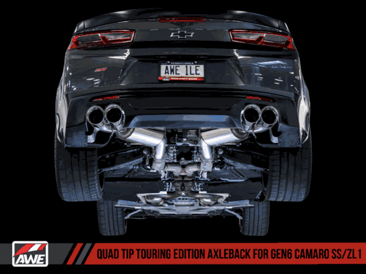 AWE Axle-back Exhaust Touring Edition Quad Outlet Black Tips (16-18 Camaro SS/ZL1) 3015-43115