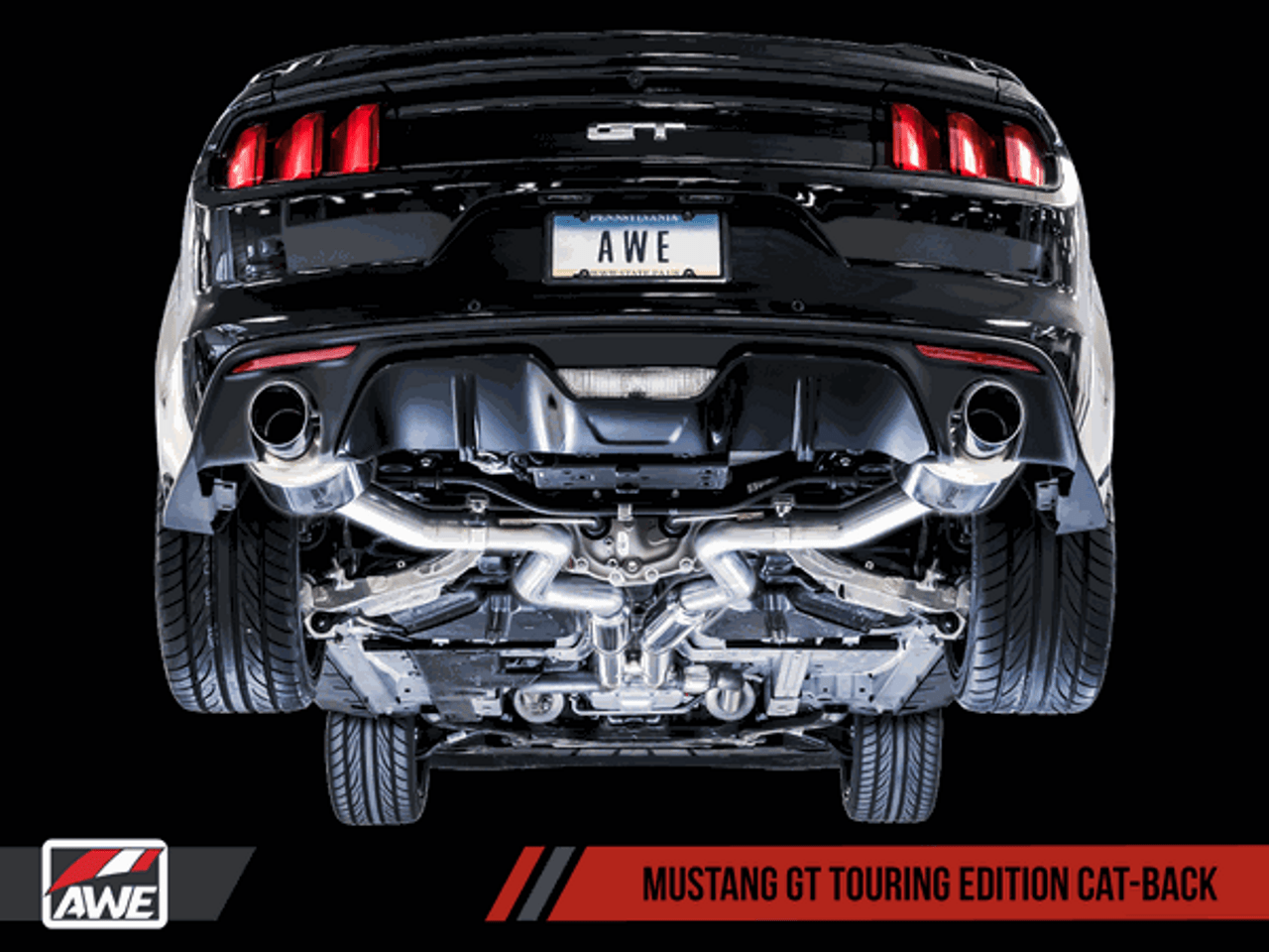 AWE Catback Exhaust Touring Chrome Tips (2015-2017 Mustang GT / 2024 Mustang GT) 3015-32084
