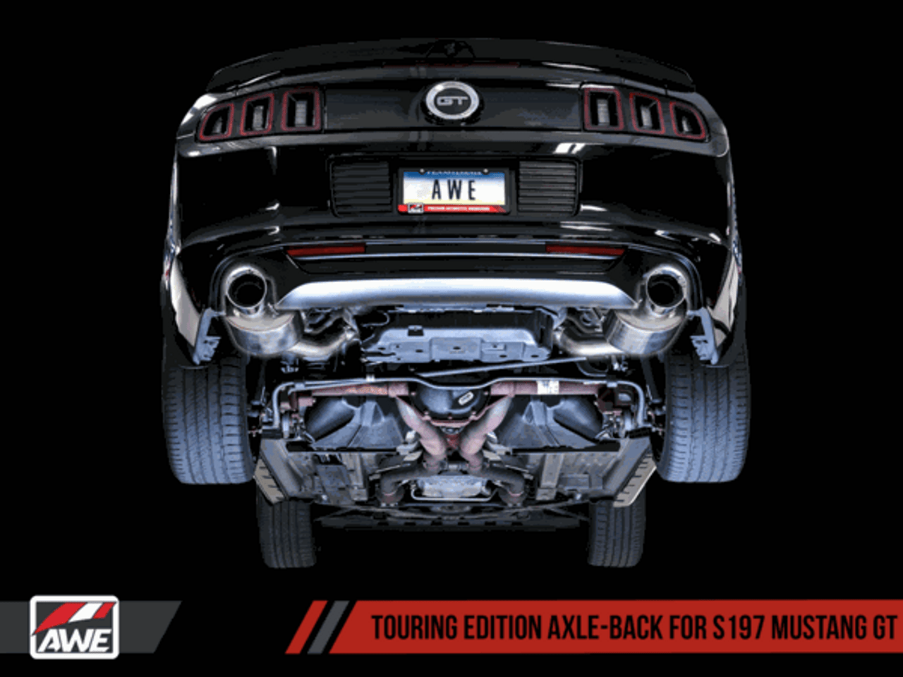 AWE Axleback Exhaust Touring Exhaust Black Tips (11-14 Mustang GT/11-12 GT500) 3015-33094
