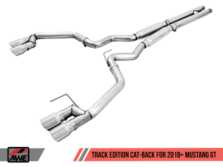 AWE Exhaust Catback Track Quad Tip Black (2018-2023 Mustang GT) 3020-43072