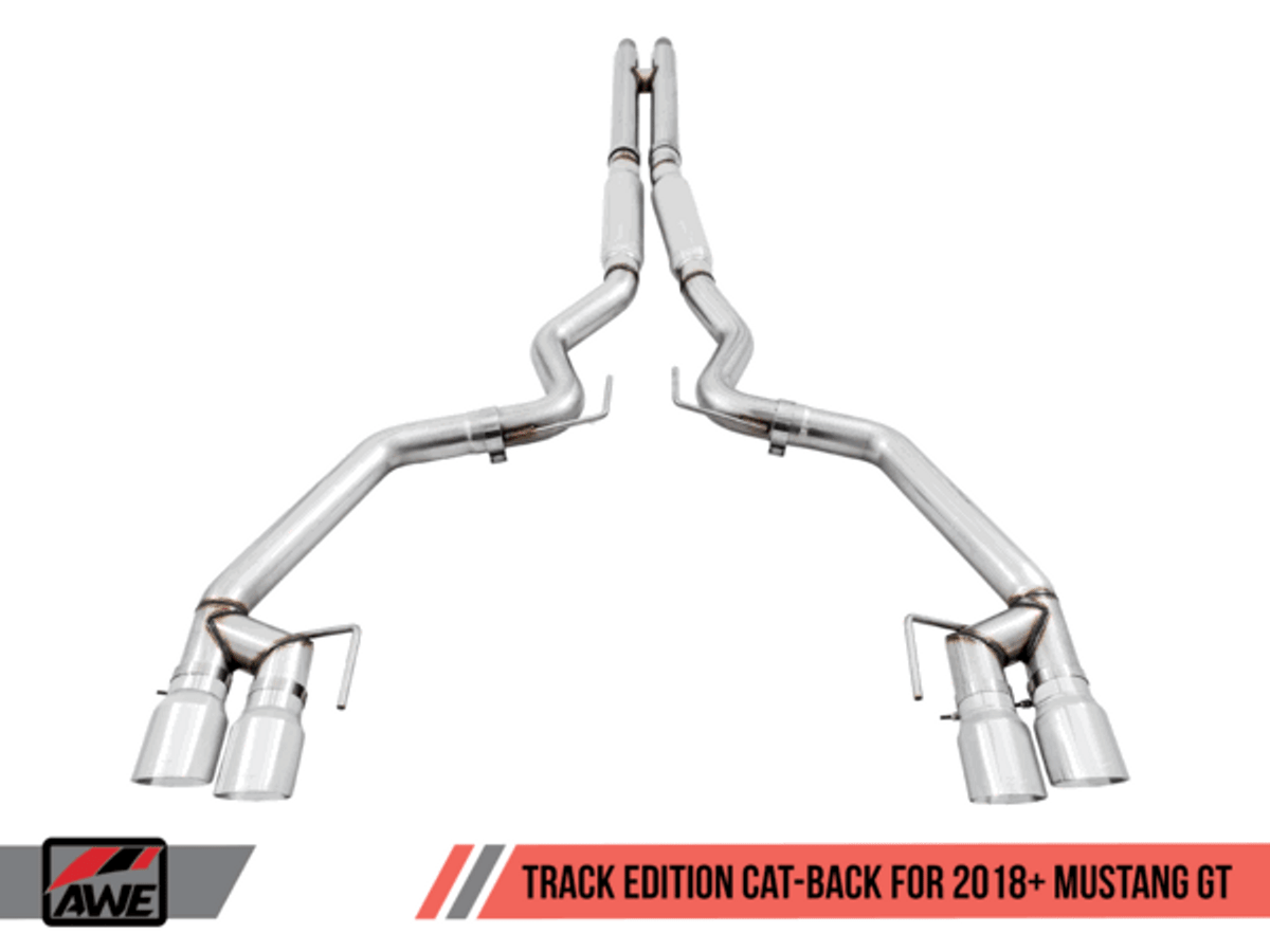 AWE Exhaust Catback Track Quad Tip Black (2018-2023 Mustang GT) 3020-43072