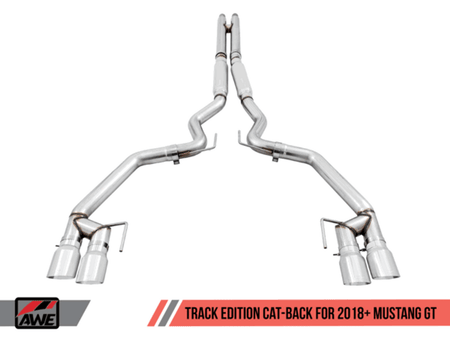 AWE Exhaust Catback Track Quad Tip Black (2018-2023 Mustang GT) 3020-43072