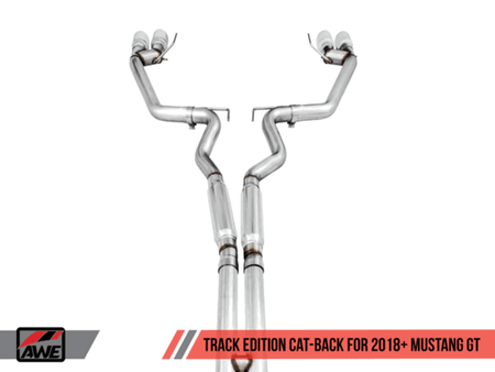 AWE Exhaust Catback Track Quad Tip Black (2018-2023 Mustang GT) 3020-43072