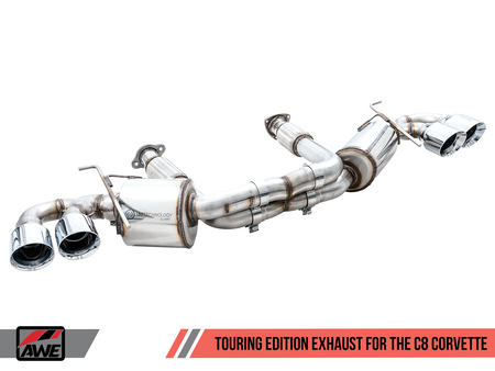 AWE Touring Edition Exhaust w/ Chrome Silver Tips (2020 - 2025 C8 Corvette Stingray) 3015-42151