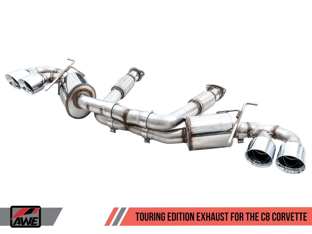 AWE Touring Edition Exhaust w/ Chrome Silver Tips (2020 - 2025 C8 Corvette Stingray) 3015-42151