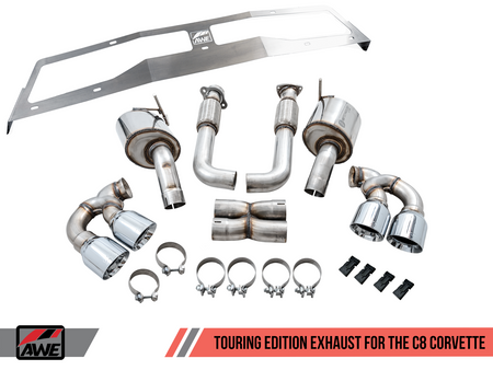 AWE Touring Edition Exhaust w/ Chrome Silver Tips (2020 - 2025 C8 Corvette Stingray) 3015-42151