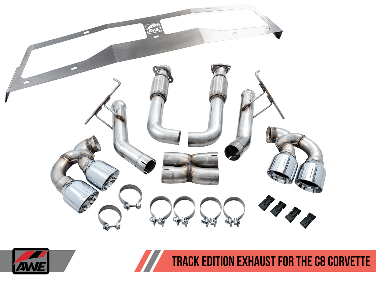 AWE Track Edition Exhaust w/ Diamond Black Tips (2020 - 2025 C8 Corvette Stingray) 3020-43086