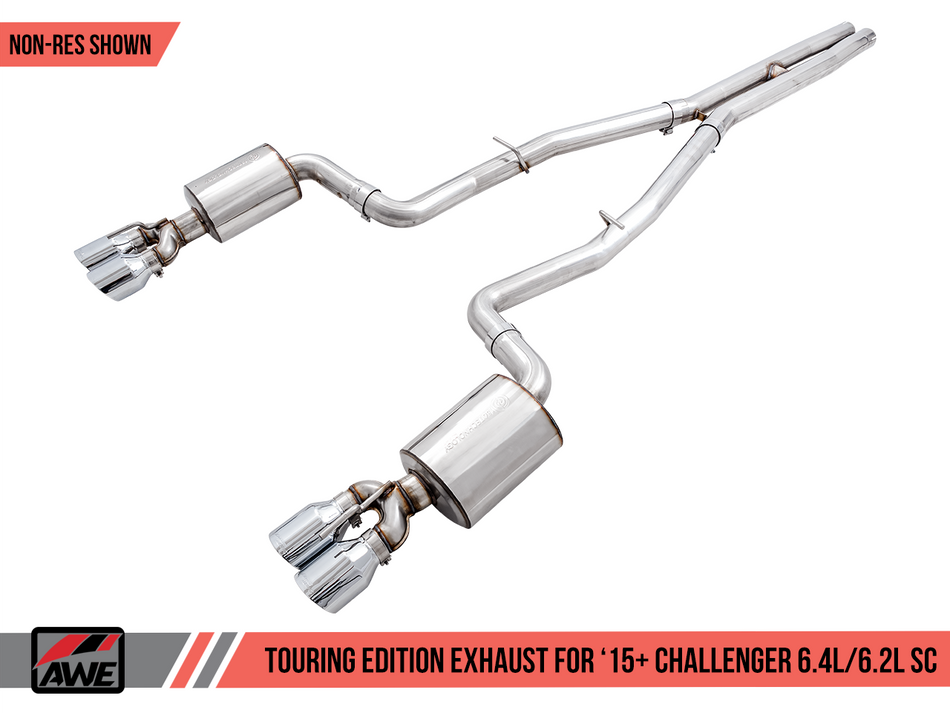 AWE Touring Edition Non Resonated Exhaust Chrome Quad Tips (2017+ Challenger 5.7L) 3020-42076