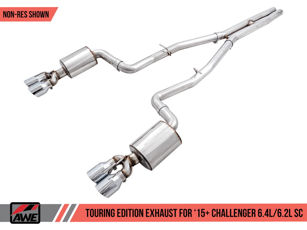 AWE Touring Edition Non Resonated Exhaust Chrome Quad Tips (2015+ Challenger 6.4L/Hellcat & Demon 6.2L SC) 3020-42074