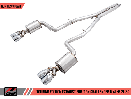 AWE Touring Edition Non Resonated Exhaust Chrome Quad Tips (2015+ Challenger 6.4L/Hellcat & Demon 6.2L SC) 3020-42074
