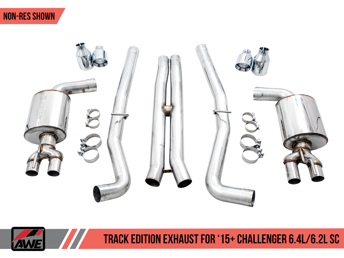 AWE Touring Edition Non Resonated Exhaust Chrome Quad Tips (2017+ Challenger 5.7L) 3020-42076