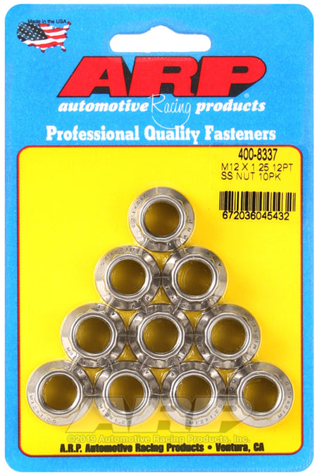 ARP M12 x 1.25 M14 WR 12pt Nut Kit - 10 Pack - 400-8337