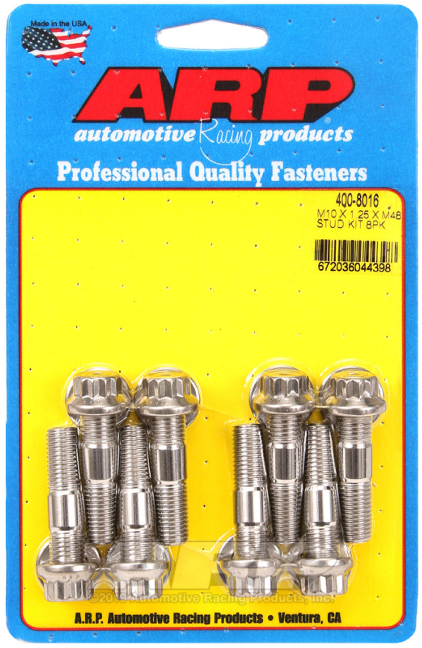 ARP Sport Compact M10 x 1.25 x 48mm Stainless Accessory Studs (8 pack) - 400-8016