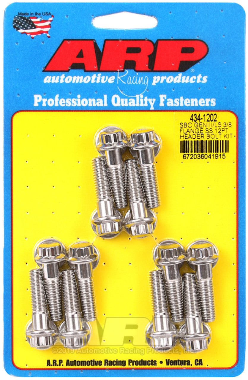 ARP Chevy SBC/GenIII LS 3/8in Flange SS 12pt Header Bolt Kit - 434-1202
